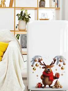 Christmas Wall Stickers Santa Claus Vintage Oil Painting Snowman Cartoon Reindeer Pattern PVC Removable Stickers For Fridge, Kitchen Cabinet, Living Room, Hallway Christmas Party Home Atmosphere Decoration - Wall Stickers - View 11