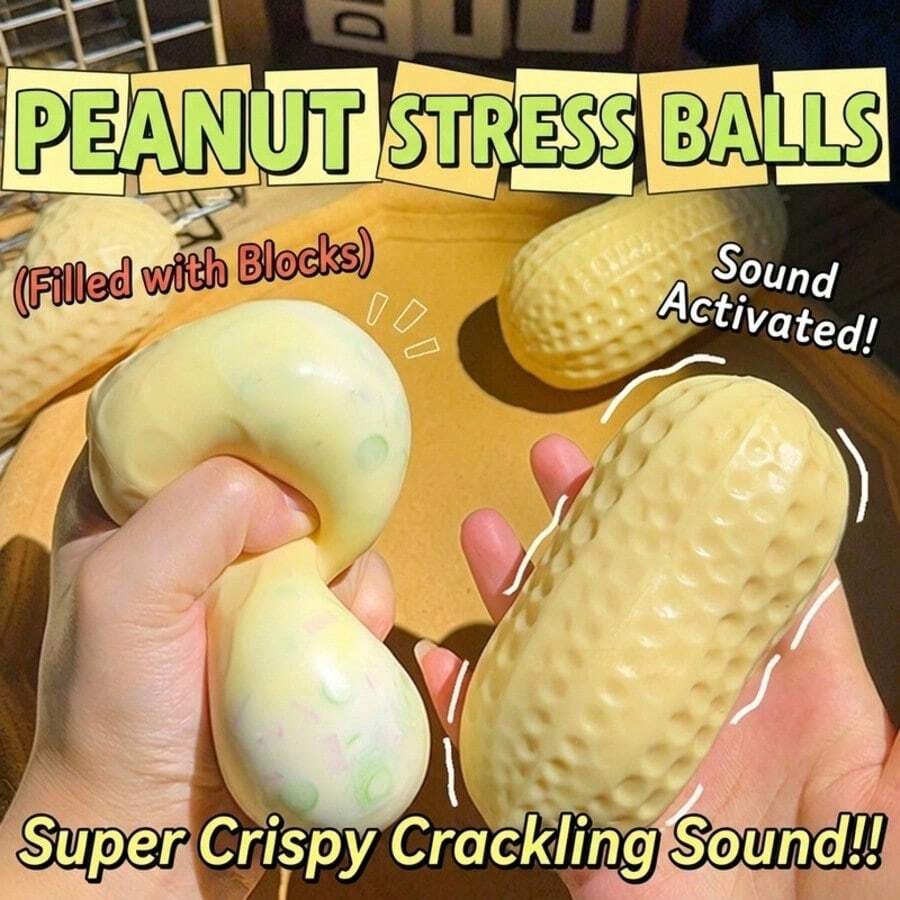 somoving Building Block Peanut Squishy Toy, Soft Slow Rebound Squeeze Fidget Toy, Realistic Simulation Peanut Shape, Stress Relief Sensory Toy, Ideal Birthday Party & Classroom Reward Gift For Kids Teens Adults