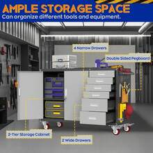 55 Inch Rolling Workbench With 6 Drawers And Storage Cabinet 1000 LBS Heavy Duty Work Bench With Pegboard And Adjustable Shelf Garage Workbench Table On Wheels For Workshop Repair Shop Black - 37.5"H X 55"W X 19.7"D - View 6