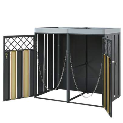 Outdoor Opslagdoos Grijs – 2 Lades met Vuilnisbak