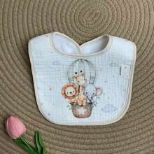 5pcs Cartoon Print Baby Bibs For Newborns, 3pcs Soft Absorbent Teething Bibs For Baby Boys And Girls - Light Khaki - View 8