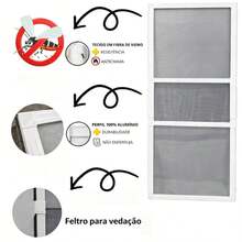 Tela de janela ajustável em alumínio 50cm*70cm , mosquiteiro telescópico DIY para proteção contra mosquitos e insetos, instalação fácil sem necessidade de ferramentas, tela de aço resistente e durável para uso em janelas e portas de correr. - A - Visão 4