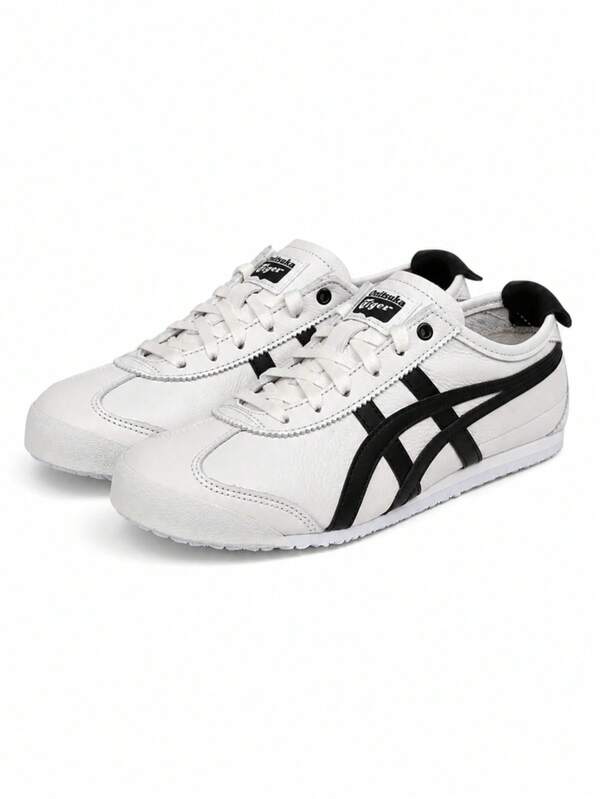 Sepatu Sneakers Asics Onitsuka Tiger Mexico 66 Classic Retro, Desain Garis Harimau Khas, Sepatu Kasual Nyaman Sepanjang Hari, Putih Hitam