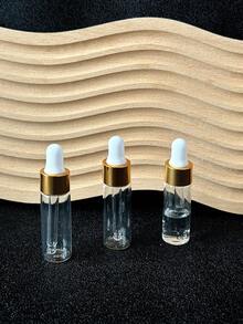 3pcs Clear Glass Dropper Bottles With Multi-Color Caps, Essential Oil Perfume Travel Refill Empty Bottles - Multicolor - View 4