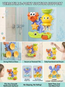 Ocean Animal Bath Water Track Toy For Bathtub Tiles, Interactive Waterfall Spray Toy With Strong Suction Cups, Christmas Party Favors, Holiday Gift For Everyone - Multicolor - View 4