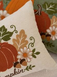 1件感恩節米色南瓜楓葉花卉刺繡枕套,感恩節 Hello Pumpkin 刺繡枕套,適合室內裝飾,感恩節裝飾,四季通用枕套,不含枕芯 - 米色 - 查看 5