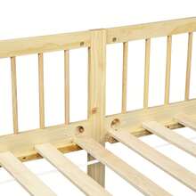 Pinewood Daybed 90*200 Cm, Sofa Bed With 3-Sided Railings & 14 Support Rails, Natural, 208.5 X 97.3 X 72.4 Cm - Multicolor - View 7
