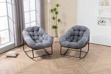 Outdoor Rattan Rocking Chair,Padded Cushion Rocker Recliner Chair Outdoor For Front Porch, Living Room, Patio, Garden, Gray - A - 查看 10