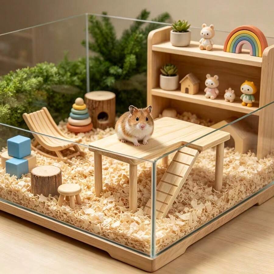 多層小動物棲息地，附攀爬玩具、梯子與支架，適用於倉鼠、天竺鼠及其他小型寵物的活動娛樂中心 - 均碼 - 查看 1