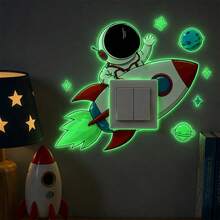 Glow In The Dark Astronaut Space Wall Stickers, Removable Waterproof Vinyl Light Switch Decals, Peel And Stick Decor For Boys Bedroom Playroom Classroom - Astronaut Glow-in-the-dark Stickers - View 1