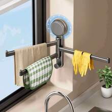 1 pieza Barra y estante para toallas con ventosa ajustable - Perchero giratorio sin taladro, succión de vacío fuerte, gancho de ducha de plástico resistente a la oxidación montado en la pared, adecuado para baño pequeño, cocina, ducha, estante multifuncional para almacenamiento de toallas de mano - Multicolor - Ver 12
