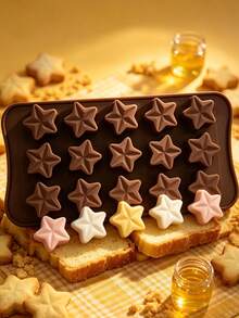 15-Cavity Star-Shaped Silicone Baking Mold, Easy Release, Heat-Resistant, Suitable For Home Baking, Party Desserts, DIY Crafts, Candy Making, Scented Candle Making, Chocolate Mold, Jelly Mold, Ice Cube Tray, Pudding Mold - Multicolor - View 5