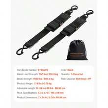 2‑Pack Retractable Ratchet Tie Down Straps, 2 In X 2 Ft Heavy‑Duty Secure Cargo Straps, Reliable Fastening Accessories For Boat Securement, Trailer Hauling, Jet Ski, Motorcycle, Truck Bed Load And Outdoor Equipment Transport Use - Black - View 5