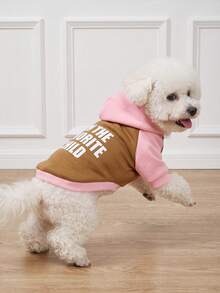 The 3estie 3eastie 1pc Funny English Minimalist Hooded Sweatshirt, Suitable For Chihuahua Small Dogs, Physical Flea Prevention, Pet Dog Clothing, Fashion Hooded Sweatshirt For Cats And Dogs, Indoor And Outdoor - Multicolor - View 5