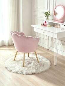 WAHSON OFFICE CHAIRS 1PC Wahson Velvet Armchair Armchair With Gold Legs, Comfortable Bedroom Armchair Relax Chair For Living Room/Bedroom - 淺粉色 - 查看 11