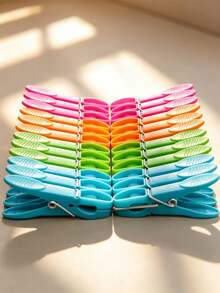 1/12/24pcs Clothespin Set, 73mm Colorful Plastic Clothespins And Sock Clips, Back To School Essential, Spring-Loaded Thickened Clothespins, Suitable For Clothes, Towels And Socks Laundry Clip Set (Random Color) - Multicolor - View 6