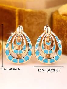 1 Pair Of Delicate Teardrop-Shaped Multi-Layer Openwork Women's Earrings-Fresh And Artistic, Perfect For Everyday Outfits - Champagne Gold - View 5