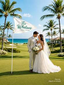 Customized Golf Wedding Flag | Personalized Wedding Gift | Personalized Surname And Established Date Golf Flag, Golf Themed Wedding Decor, Customized Newlywed Golf Keepsake, Golf Course Wedding Photo Prop And Reception Sign, Bridal Shower Gift - Multicolor - View 7