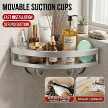 KOEMO 1pc Triangle Corner Shelf, Bathroom Storage Rack No-Drill Wall-Mounted Corner Shower Caddy, Shampoo And Essentials Organizer, Large Capacity, No-Drill Installation, Floating Shelf For Bathroom And Kitchen, Space-Saving, Easy To Install, For Storing Toiletries, Cosmetics And Miscellaneous Items - Silver - View 3