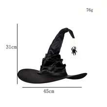 Halloween Wizard Hat Party Adult Black Pointed Oxford Cloth Magician Hat Witch Hat Masquerade Ball Party Dressing - Multicolor - View 4