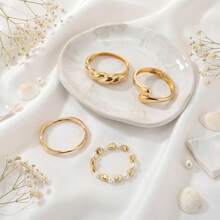Yanxyad Set Gelang Emas Tebal Wanita, Gelang Manset Pergelangan Tangan Lebar Berlapis Emas 14k, Gelang Tumpuk yang Menarik untuk Pemakaian Sehari-hari dan Hadiah Perhiasan - Emas - View 3