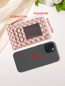 MIYIN Fashion Printed PU Dual-Color Card Holder Zipper Coin Purse Lightweight Portable Cash Credit Card Coin Purse Short Wallet Compact Wallet Pocket Wallet Women's Mini Card Holder Credit Card Holder ID Card Holder Multi-Function Card Holder - Multicolor - View 5