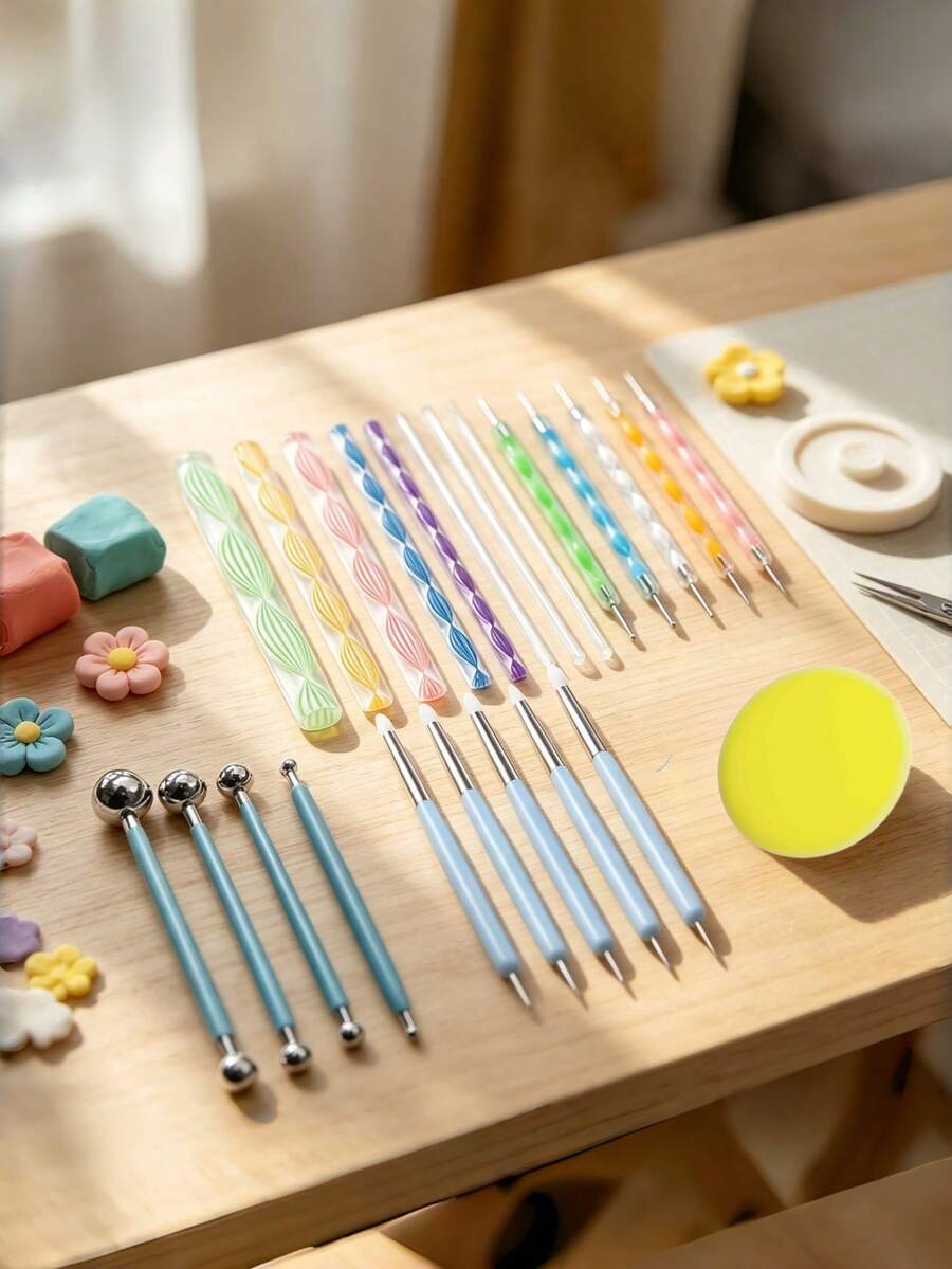 23Pcs Mandala Dotting Tools Set Acrylic Rods Stainless Steel Ball Tips Silicone For Rock Painting Clay Art - Multicolor - View 1