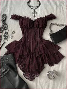 Women Midi Dresses - Marron - View 9