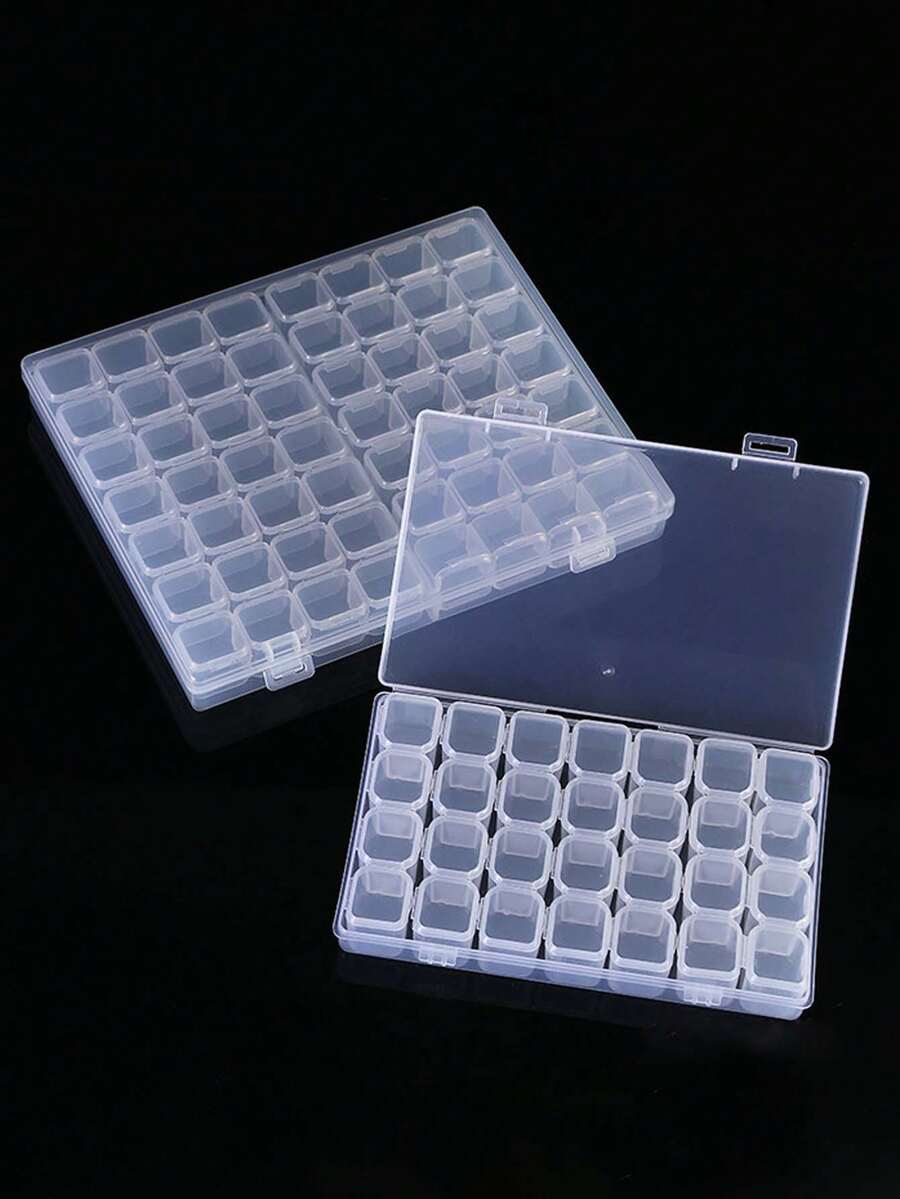 1pc Tool Storage Box With Accessory Inner Box, 28 Removable Compartments, Nail Art Storage Box, Pearl Storage Box