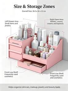 Kotak Penyimpanan Makeup Multi-Kompartemen dengan Laci, Organizer Makeup Meja, Organizer Alat Tulis Kantor, Rak Penyimpanan Bergaya Laci, Kotak Penyimpanan Kosmetik Meja yang Cocok untuk Perawatan Kulit, Lipstik, Meja Rias, Kamar Mandi, dan Menghemat Ruang di Atas Meja - MultiWarna - View 6