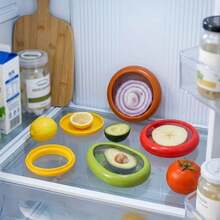 2/4Pcs Refrigerator Fresh-Keeping Boxes, Film Sealed Fruit Preservation Lids, Refrigerator Storage, Vegetable Fresh-Keeping Half-Cut Refrigeration, Mini Refrigerator Storage Boxes, Fruit And Vegetable Storage Boxes, Portable Anti-Oxidation Sealed Boxes - Multicolor - View 1