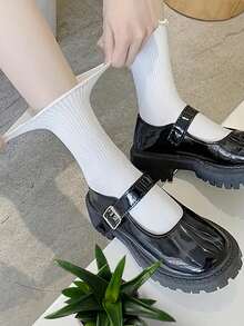 5/10/15 Pairs Of Spring/Summer Solid Color Lettuce Trim Lace Women's Mid-Calf Socks - White - View 3