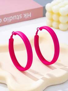 1 Pair Fashionable 6-Option Versatile Retro Geometric Earrings - Hot Pink - View 13