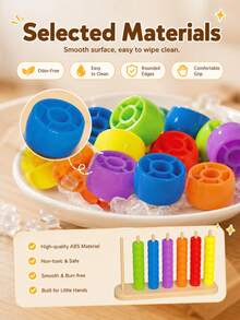 Children's Color Matching Stackable Beads Toy, Fun Rainbow Puzzle Game With Color Sorting Rings, Interactive Educational Learning Toy, Kids Birthday Gift - Multicolor - View 10