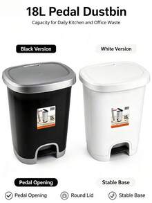 Portable 18L Foot Pedal Plastic Trash Can With Lid, Sealed Odor Proof Waste Bin, Hands-Free Garbage Storage Bucket, Multi Color Available For Kitchen Bathroom Bedroom Home Organization - Multicolor - View 5