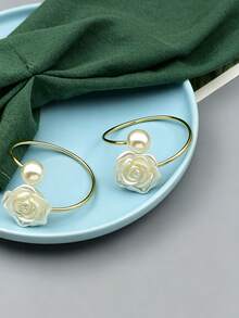 1/6/12/20pcs Exquisite Table Decor Wedding Pearl Rose Napkin Rings - Multicolor - View 7
