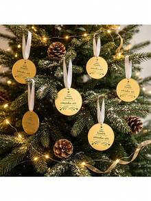 10pcs Blank Gold Round Christmas Decorations - Gold Acrylic Discs With Holes, Suitable For Handwritten Holiday Greetings; Perfect For Decorating Christmas Trees, Rooms And Bedrooms, Or Using As Hanging Ornaments And DIY Gift Decorations. - Multiple Styles - View 5