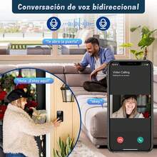 Timbres de Vídeo HD 1080P para el Hogar Cámara de Vídeo WiFi 2.4G, Visión Nocturna Infrarroja ICR, Voz Bidireccional, Videollamada Remota, Timbre Visual Inteligente - Negro - Ver 3