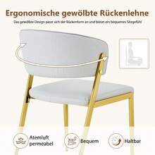 2er Set Moderne Esszimmerstühle Mit Metallgestell, Gepolsterter Sitz Und Rückenlehne – Stabiler - 淺灰色 - 查看 4