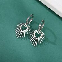 BMOR 1pair Sun Heart Shape Huggie Hoop Earrings Ladies Boho Silver Stainless Steel Earring For Women Fashion Jewelry Gift - Sun - View 7