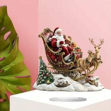 Patung Akrilik Santa Claus Afrika-Amerika dengan Alas - "Dekorasi Meja Meriah, Ideal untuk Rumah, Kantor, dan Perayaan Hari Raya" - View 8