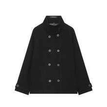 Seelio Autumn/Winter New Women's European And American Style Fashion Minimalist Double-Breasted Overcoat - Black - View 2