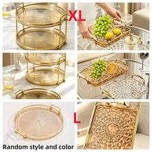 Plate And Cutlery Storage Tray Set With Handle, Gold Transparent Kitchen Accessories, Suitable For Camping Kitchen, Bedroom, Wedding Home Decor, Christmas, Halloween, Autumn Home Decor, Kitchen Storage Organizer Rack - Gold - View 10