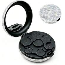 1pc Rhinestone Euro Coin Storage Box, Portable Compact Coin Purse With Makeup Mirror, Women's Shiny Rhinestone Coin Pouch For Travel - Multicolor - View 4