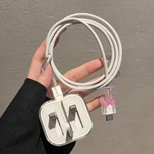 3件組 粉色蝴蝶結圖案/愛心透明/花卉圖案/葉片圖案 18W/20W 充電器保護套，含數據線與電源線保護套，完美禮物選擇 - 粉色 - 查看 5