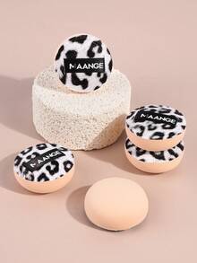 MAANGE 5/10pcs Black & White Leopard Print Professional Makeup Sponges, Dual-Use Dry & Wet, Soft Skin-Friendly Sponge, Suitable For Daily Makeup Use, Essential Travel Makeup Tool, Gift For Girls - Multicolor - View 7