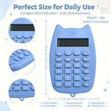 1pc/5pcs Lightweight Pocket Cat-Shaped Calculator, Mini Body Fits In Pencil Case Or Bag For Easy Carrying, Basic Calculation + Memory Function For Daily Accounting, Bottom Hanging Hole Compatible With Lanyard To Prevent Loss, Portable Simple Calculator For Commuting, Library Study, And Business Trips - A - View 3