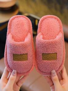 Children's Home Slippers Winter New Style Boys & Girls Simple Casual Daily Student Indoor House Shoes - Pink - View 3