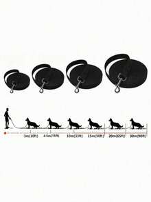 1pc Durable Nylon Dog Leash, Suitable For Training And Daily Walks, Fits Small, Medium And Large Dogs, Length Options 1.5m-50m - Black - View 7