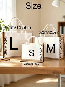 Personalized Custom Embroidered Name Canvas Linen Tote Bag, Large Capacity Handbag, Bridesmaid Gift Bag, Casual Commuter Shopping Shoulder Bag For Women - Multicolor - View 7